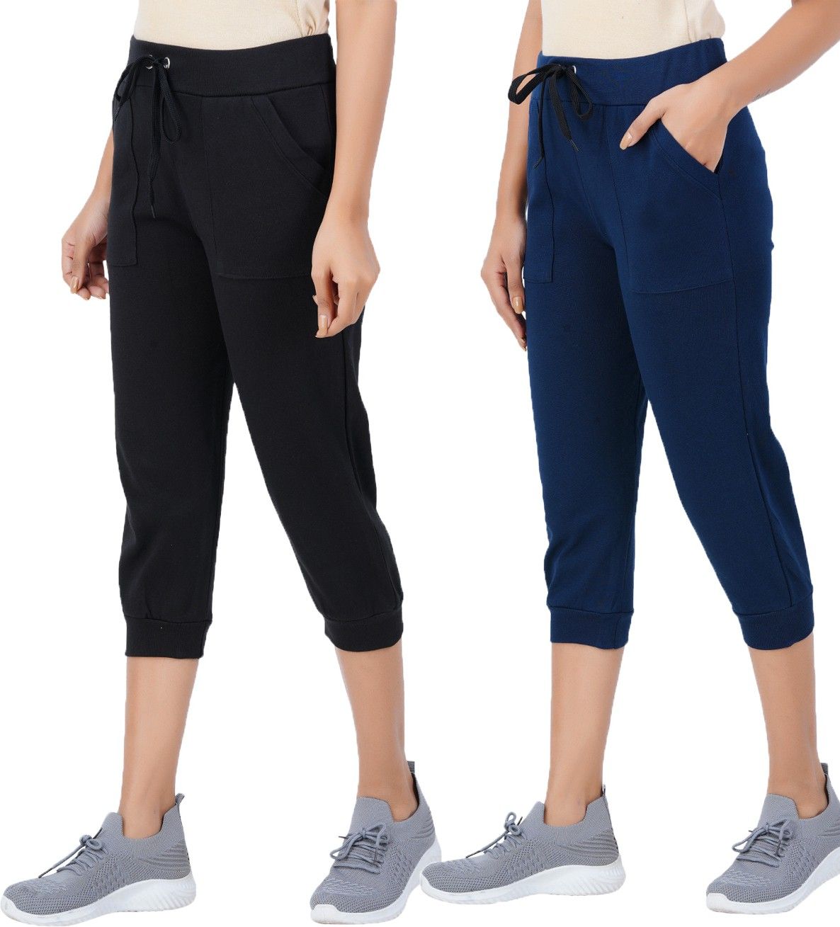 Women Blue, Black Capri-image-41