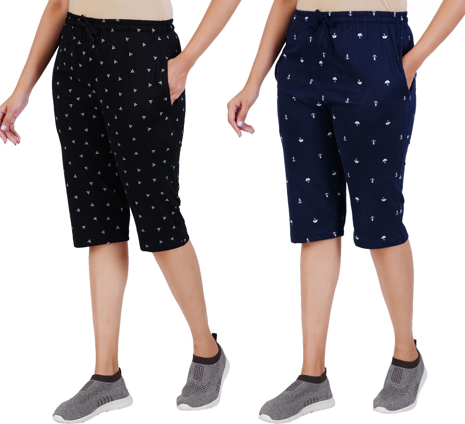 Women Black, Dark Blue Capri-image-28