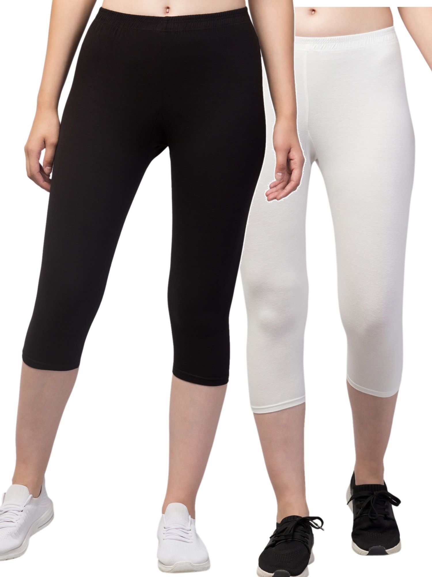 klowtcotrend Women White, Black Capri-picture-48