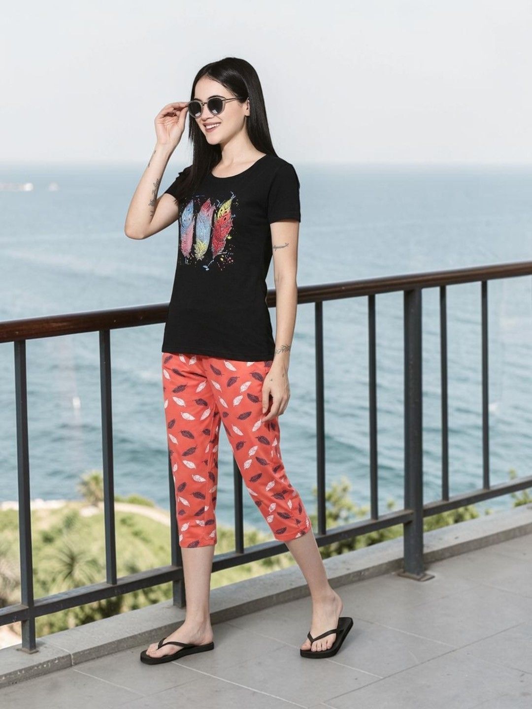Kryptic Women’s Pure Cotton Relaxed Fit Capri Women Orange Capri-picture-12