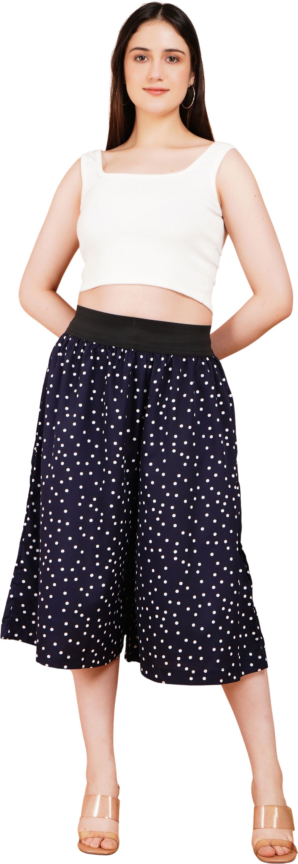 as all collection Women Polyester Printed Capri ,Elastic Waist ,Pocketless Multicolor Casual Capri Women Multicolor Capri-picture-54