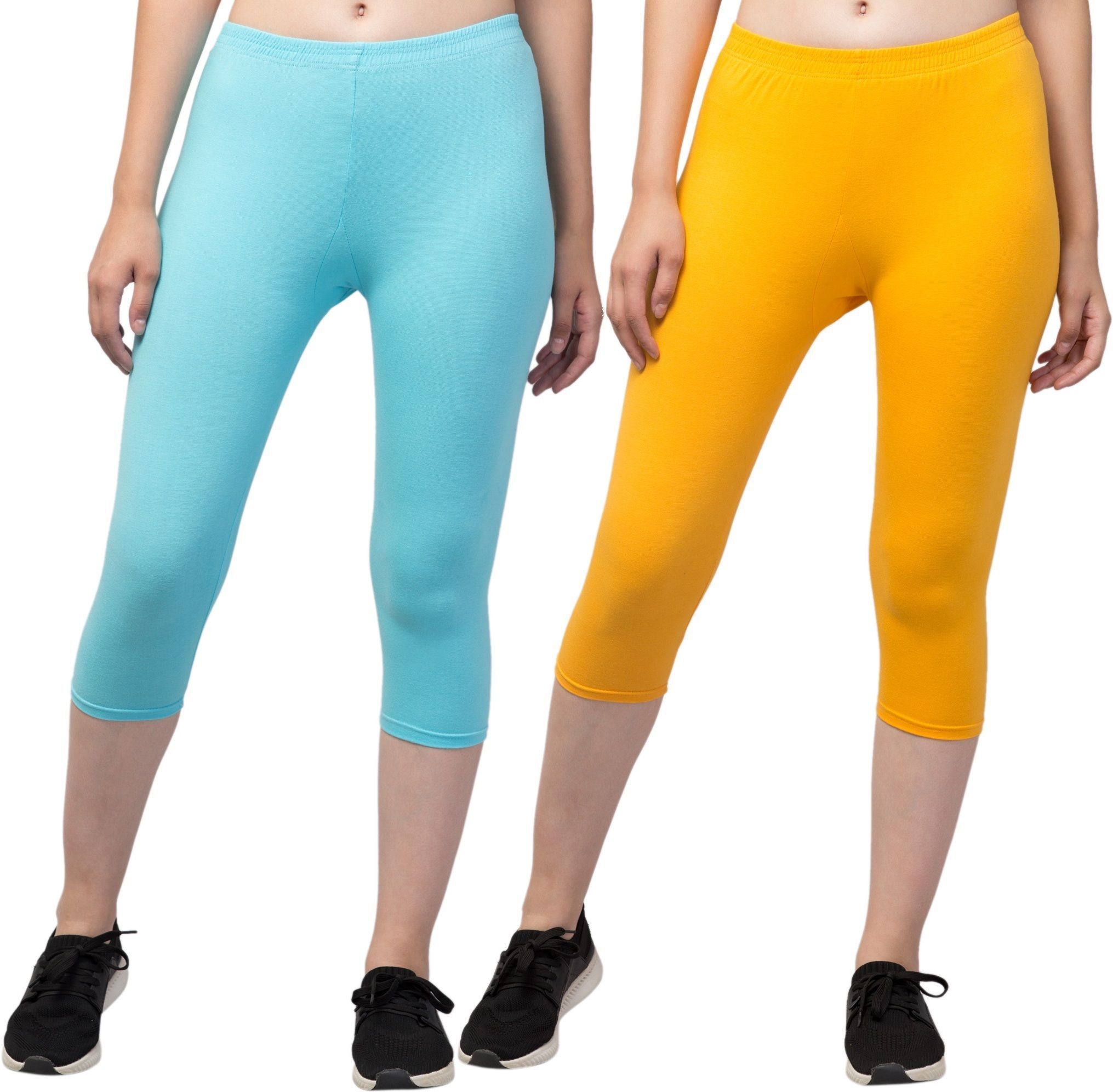 klowtcotrend Women Light Blue, Yellow Capri-picture-9