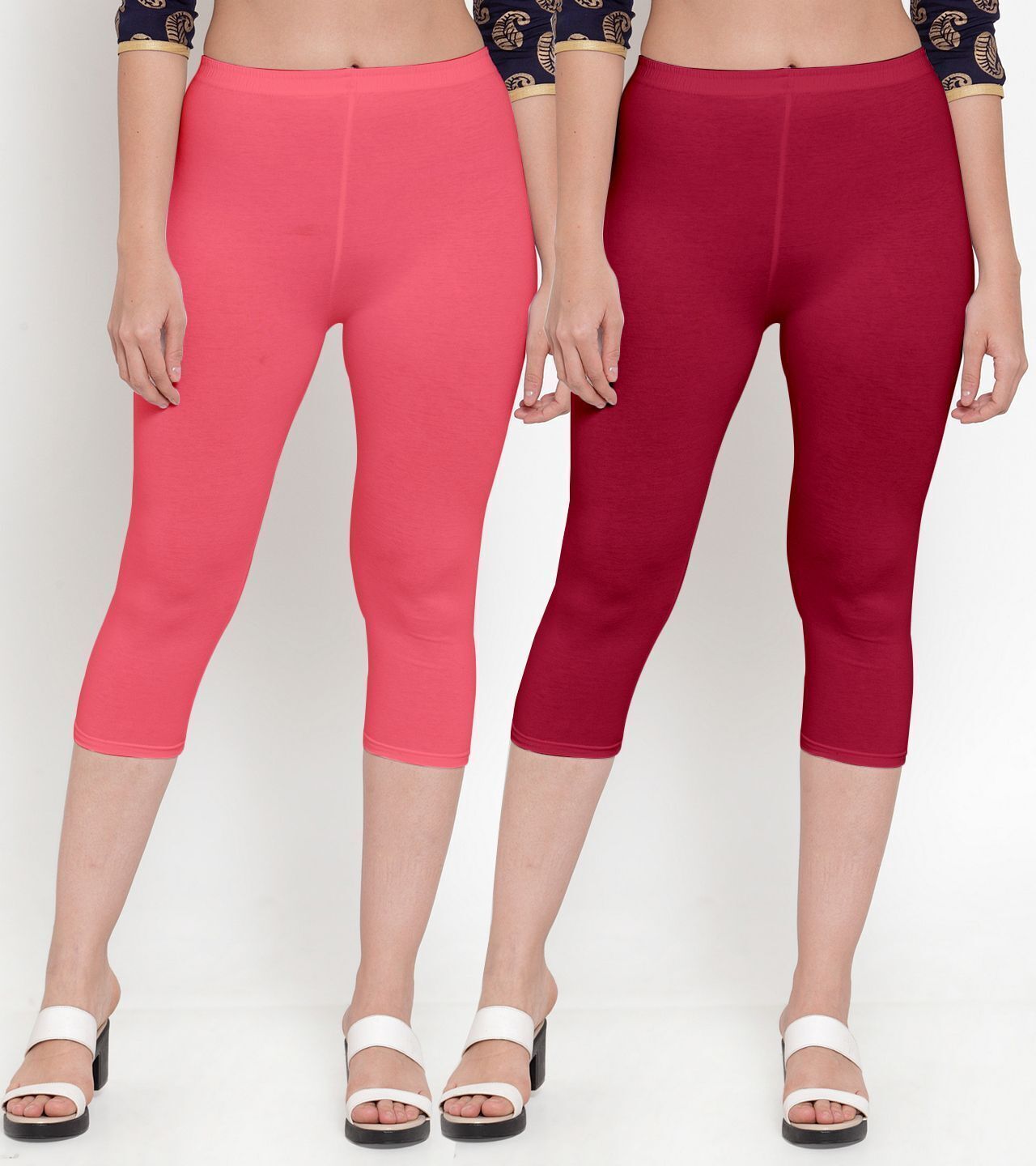 bamboo breeze Women Maroon, Pink Capri-picture-24