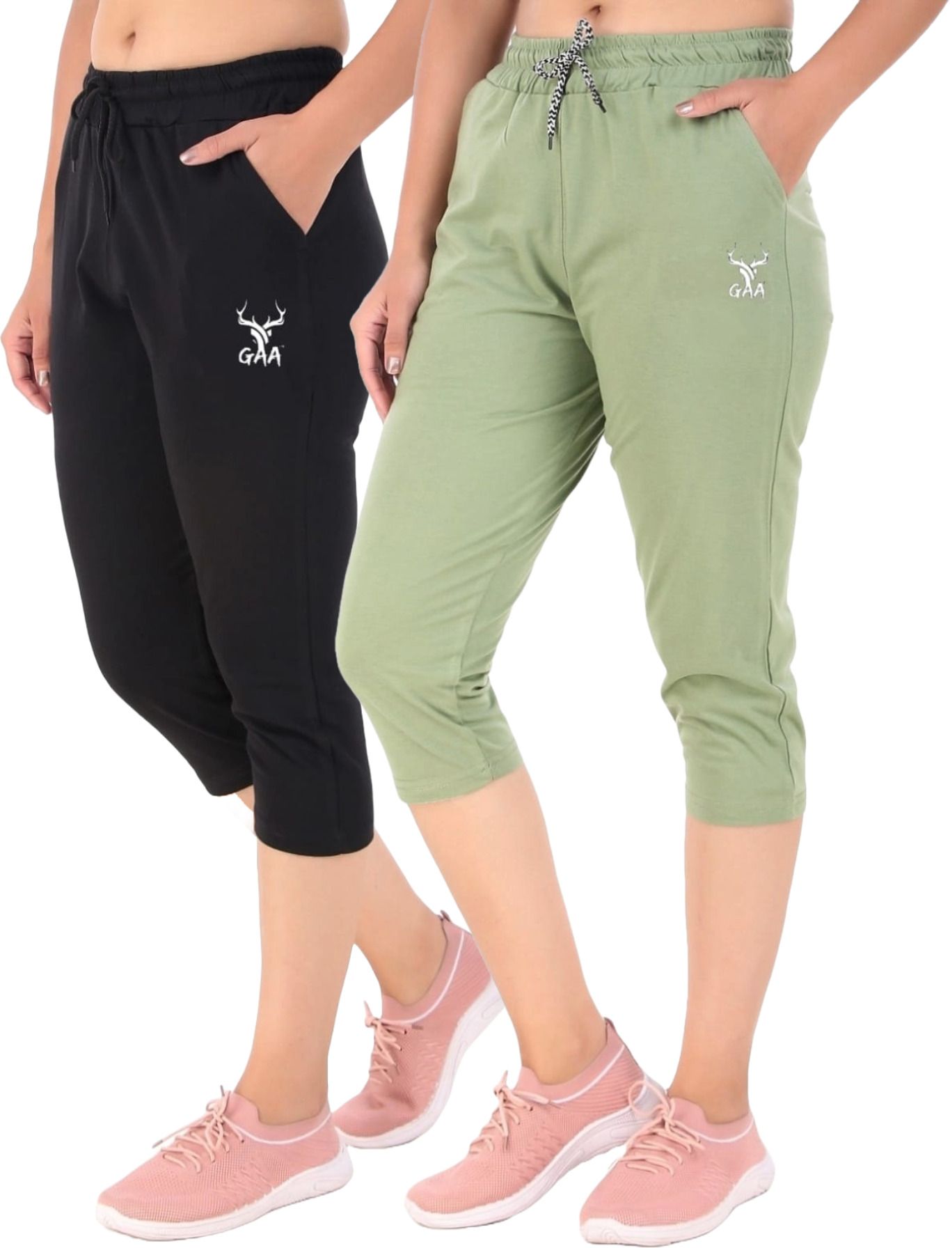gaa Sporty Women’s Capri Leggings Perfect for Workouts & Outdoor Fun Women Black, Light Green Capri-picture-11