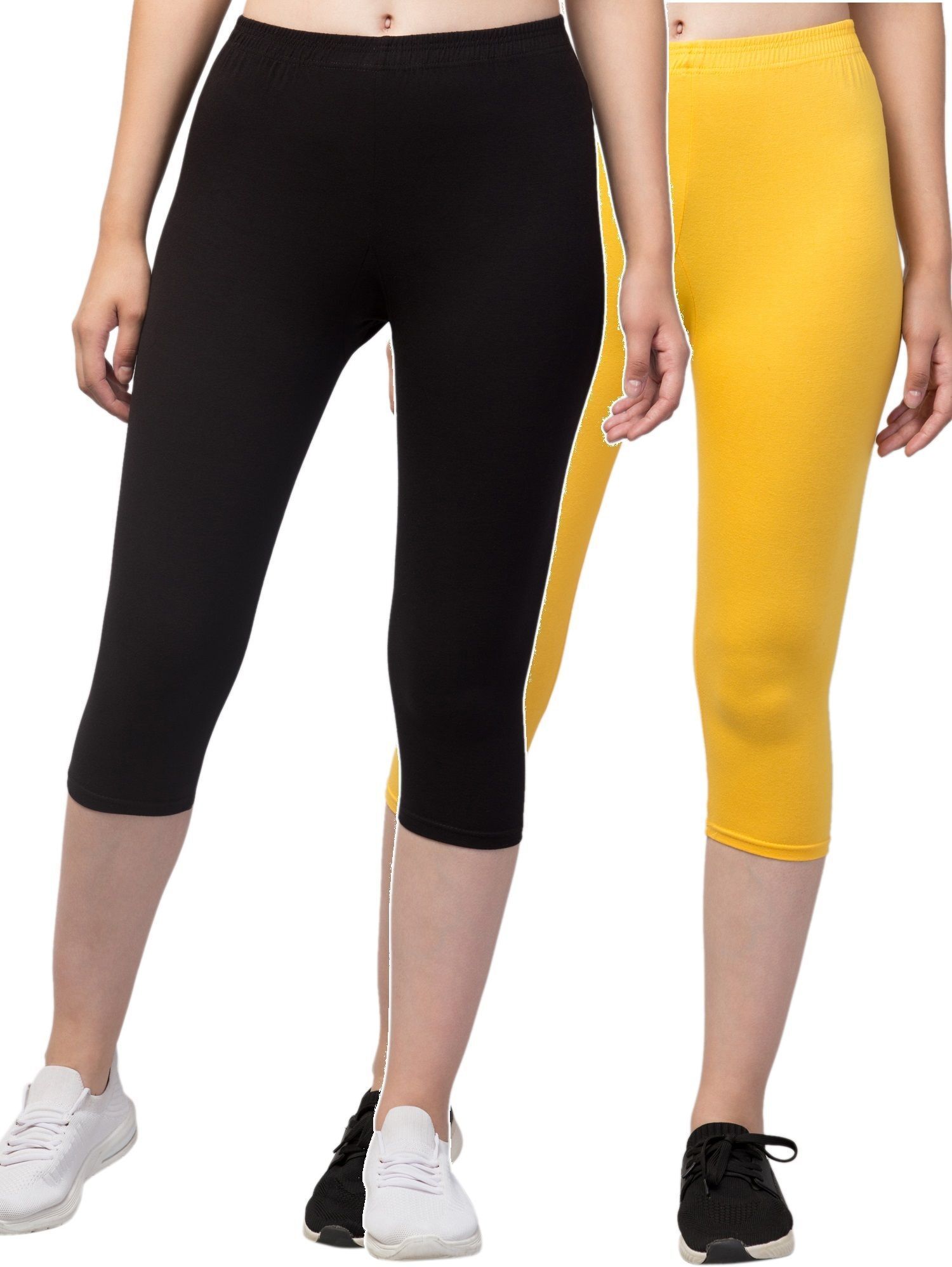 klowtcotrend Women Yellow, Black Capri-picture-36
