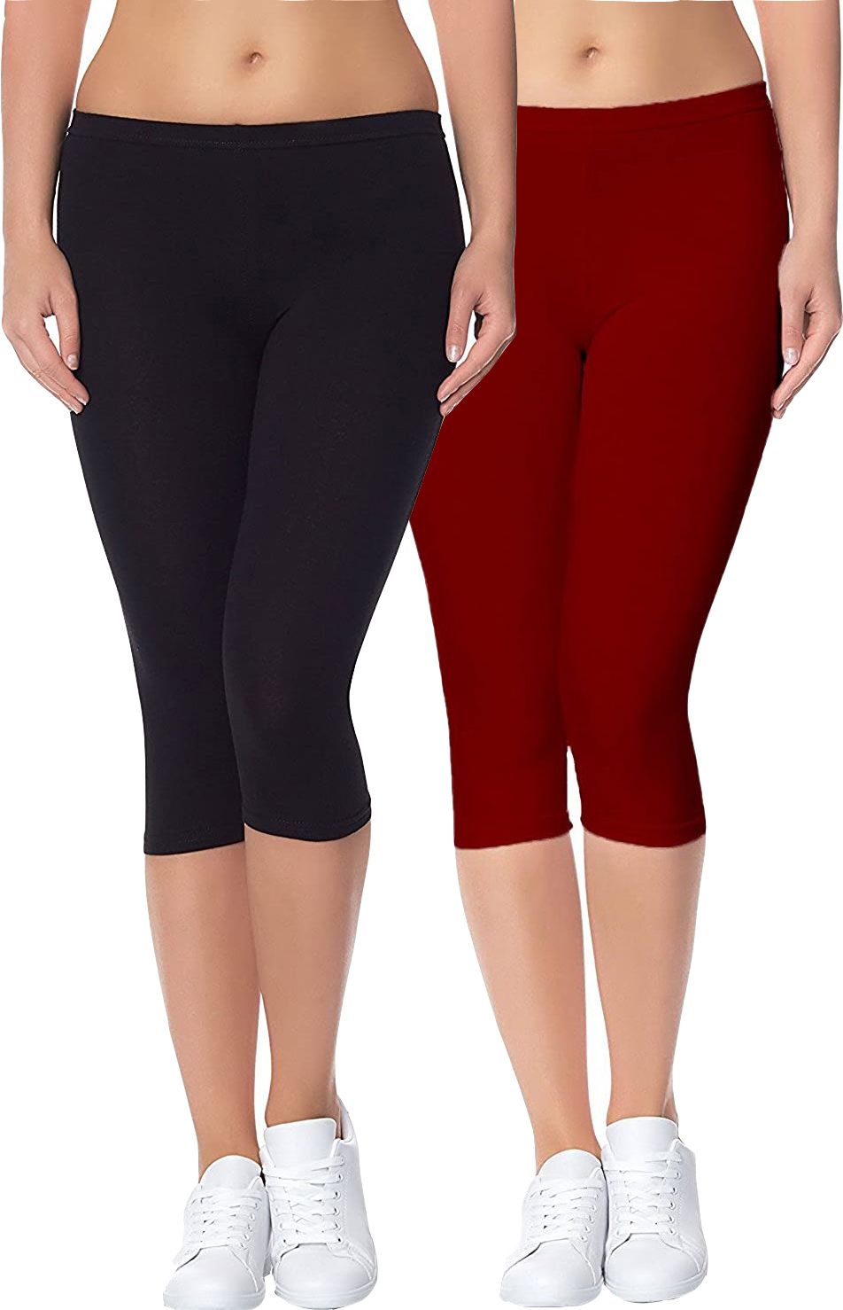 swastik stuffs Swastik Women Black, Maroon Capri-picture-36