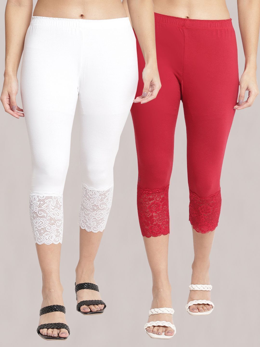bamboo breeze Women White, Maroon Capri-picture-43