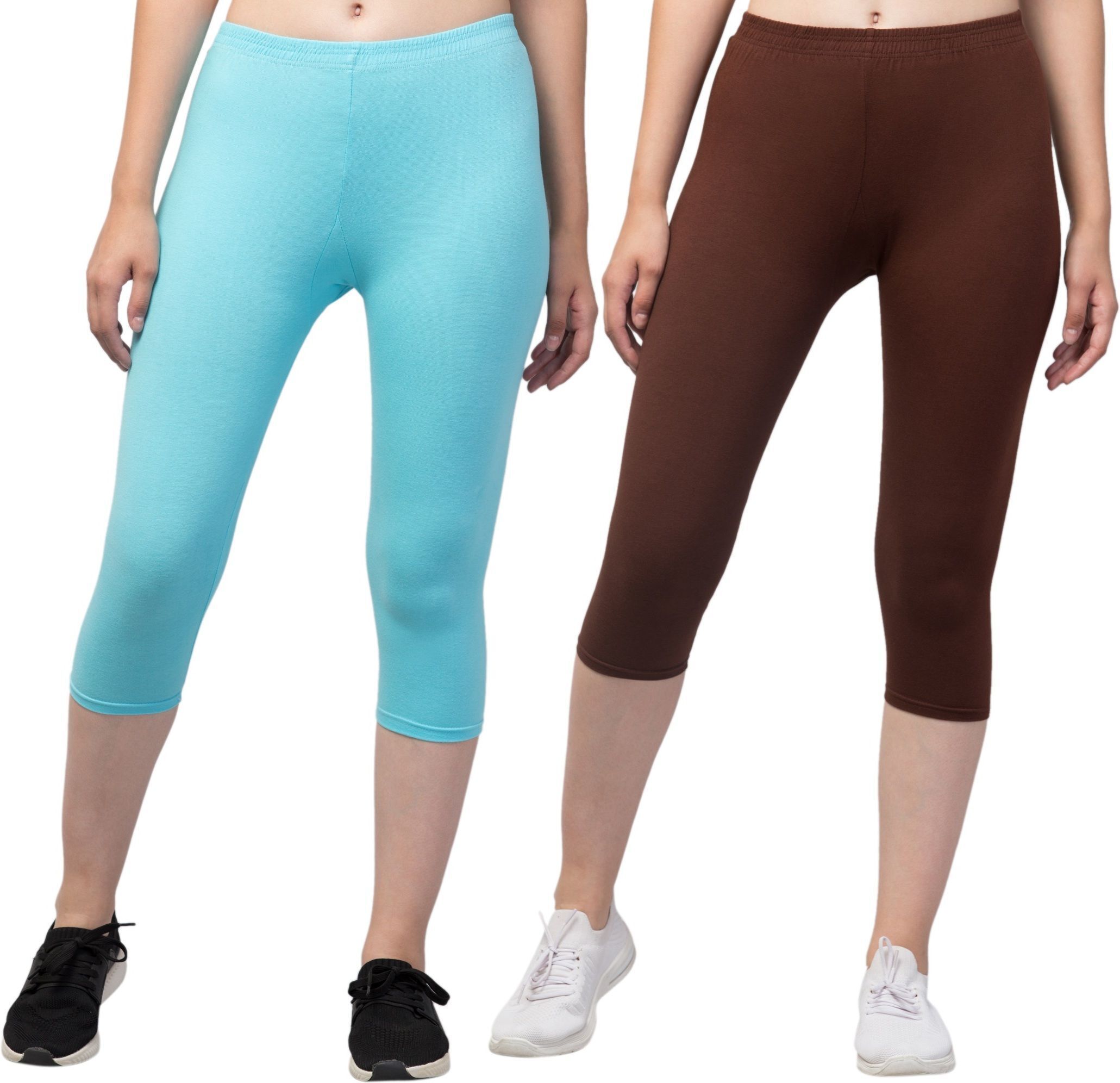 the klowt co Women Light Blue, Brown Capri-picture-33