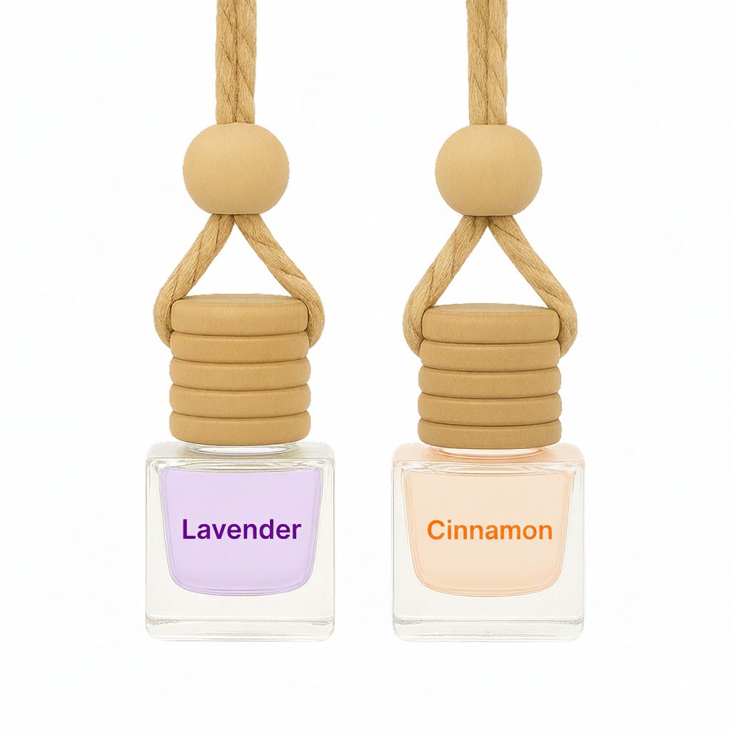 Lavender & Cinnamon Hanging Car Air Freshener 8ml+8ml Long Lasting Stress Relief & Spiced Car Perfume | Premium Wood Diffuser for Car, Home & Wardrobe Air Purifier-image-7