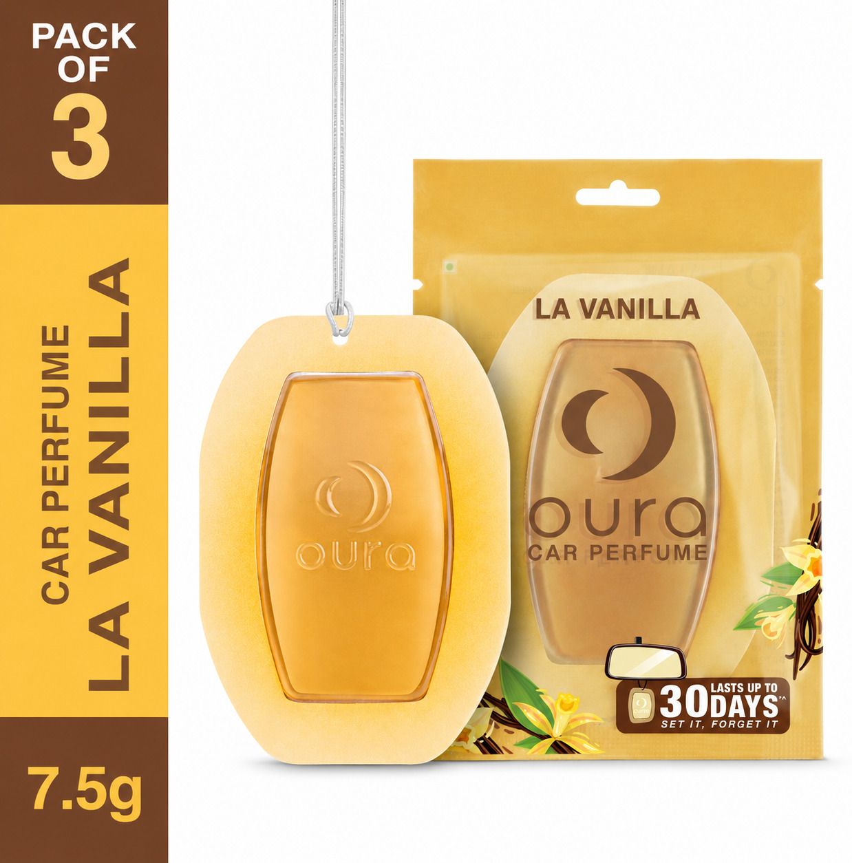 oura La Vanilla Diffuser La Vanilla Car Perfume | Car Air Freshener| Car Accessories (7.5 g X 3)-picture-35
