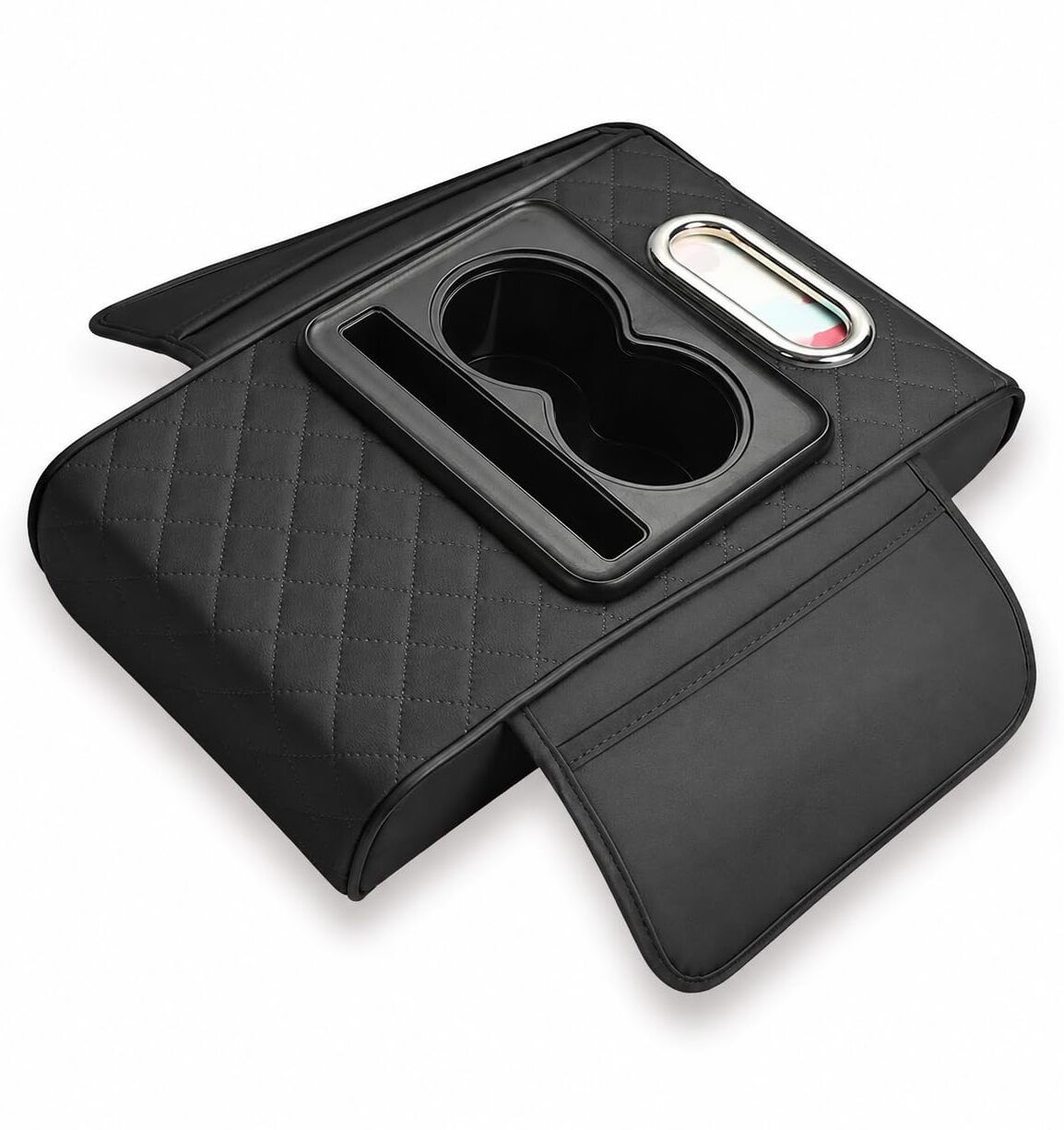 Universal Car Armrest Console Organizer with Cup Holder & Phone Holder Car Armrest Pad Cushion-image-42