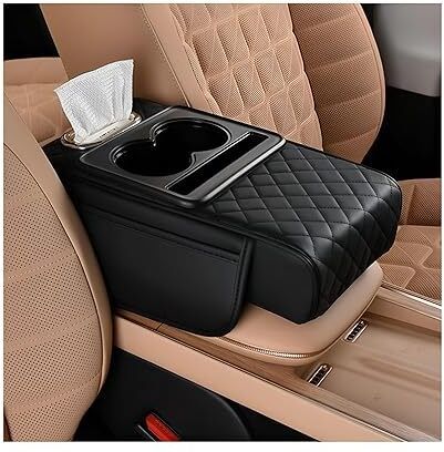 5 in 1 Center Console Cover with 2 Cup Holders Car Armrest Pad Cushion-image-13