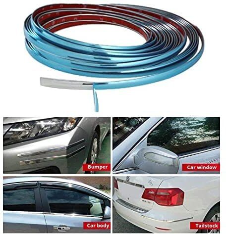 Chrome Beading Roll (10MM-5Meter) For WagonR, Alto800 and Baleno Car Beading Roll For Bumper, Door, Window, Trunk, Window Sill, Grill and Garnish Cover, Boot Lid, Hood