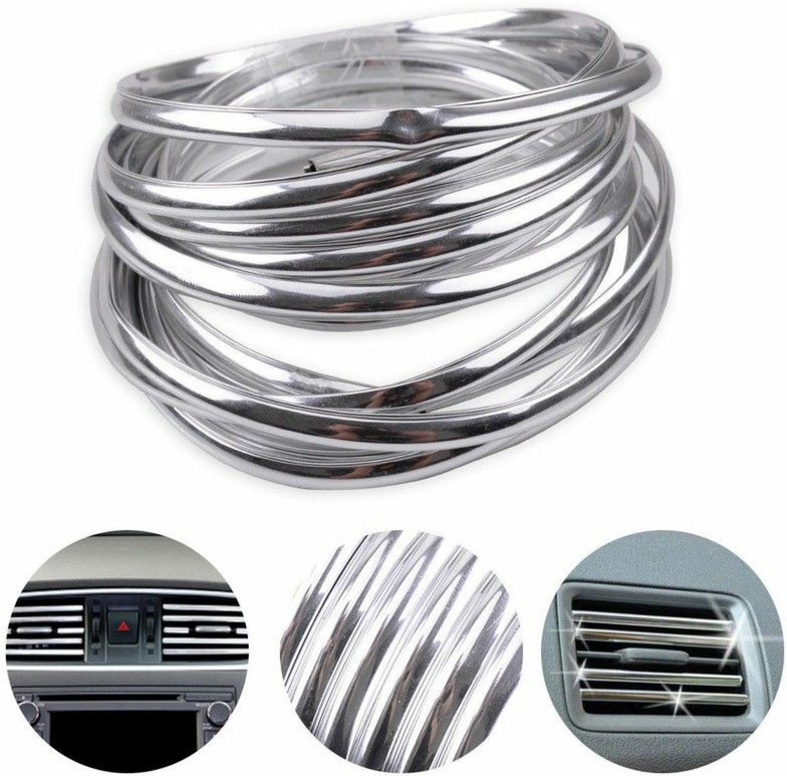 Universal Chrome Car Door Edge Guard Trim Molding Strip Scratch Protector (5m) Car Beading Roll For Door, Grill and Garnish Cover, Trunk, Window, Bonnet, Bumper-image-19