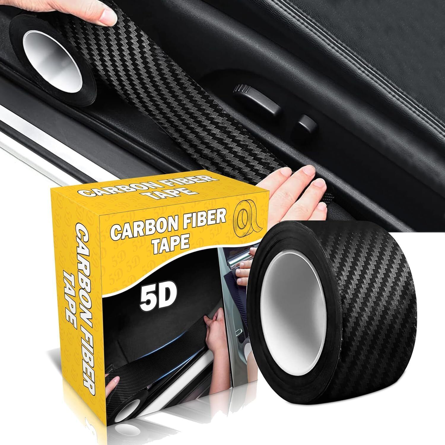 Anti Scratch Carbon Strips Fiber Protection Tape Film Tape Car Door Edge Guard Car Beading Roll For Bumper, Door, Trunk, Window Sill