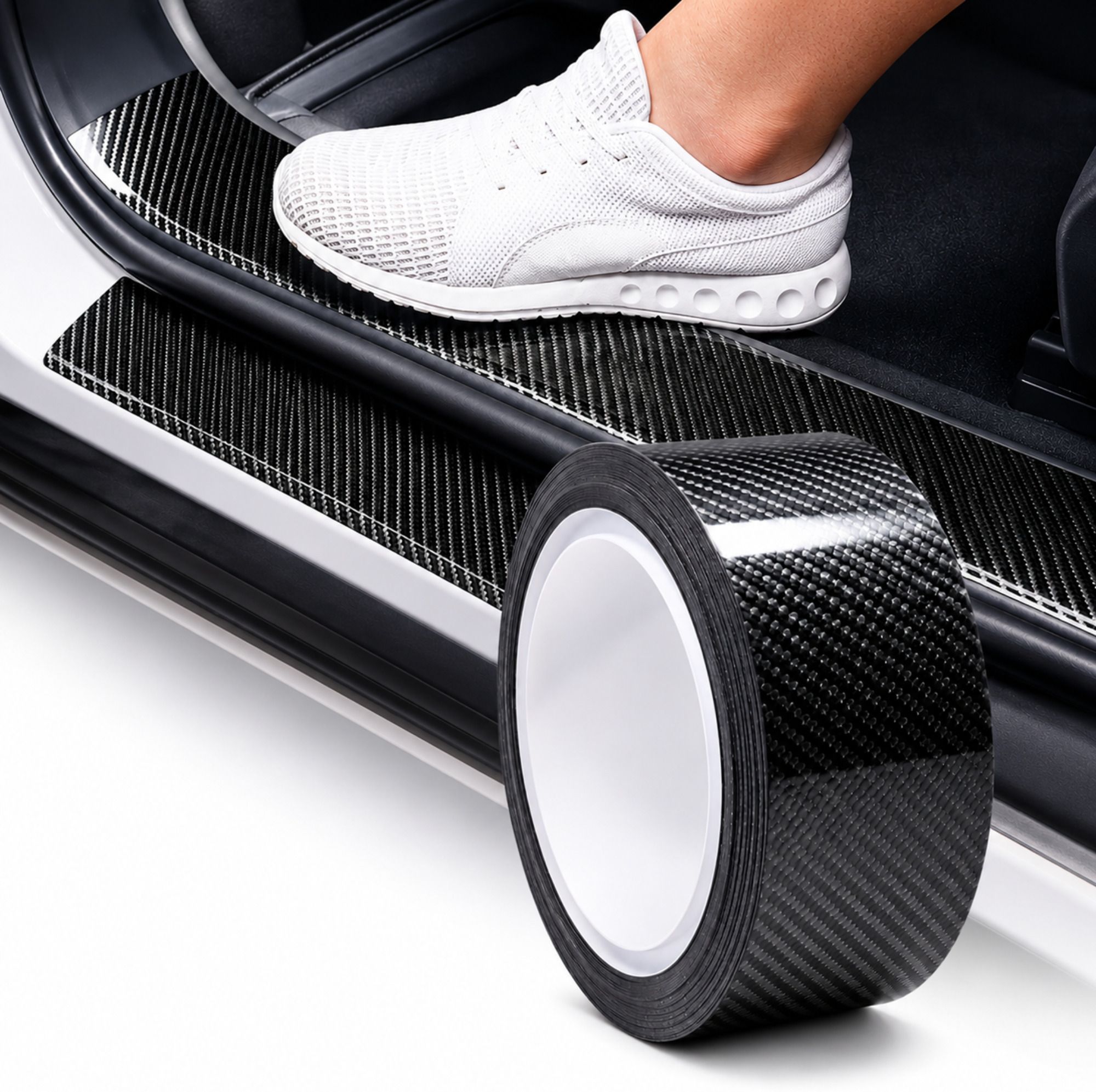 Carbon Fiber PPF Tape 2 Inch x 5 Meter Anti Scratch Car Protection Film Black Car Beading Roll For Bumper, Door, Trunk, Hood, Window Sill, Bonnet, Boot Lid-image-29