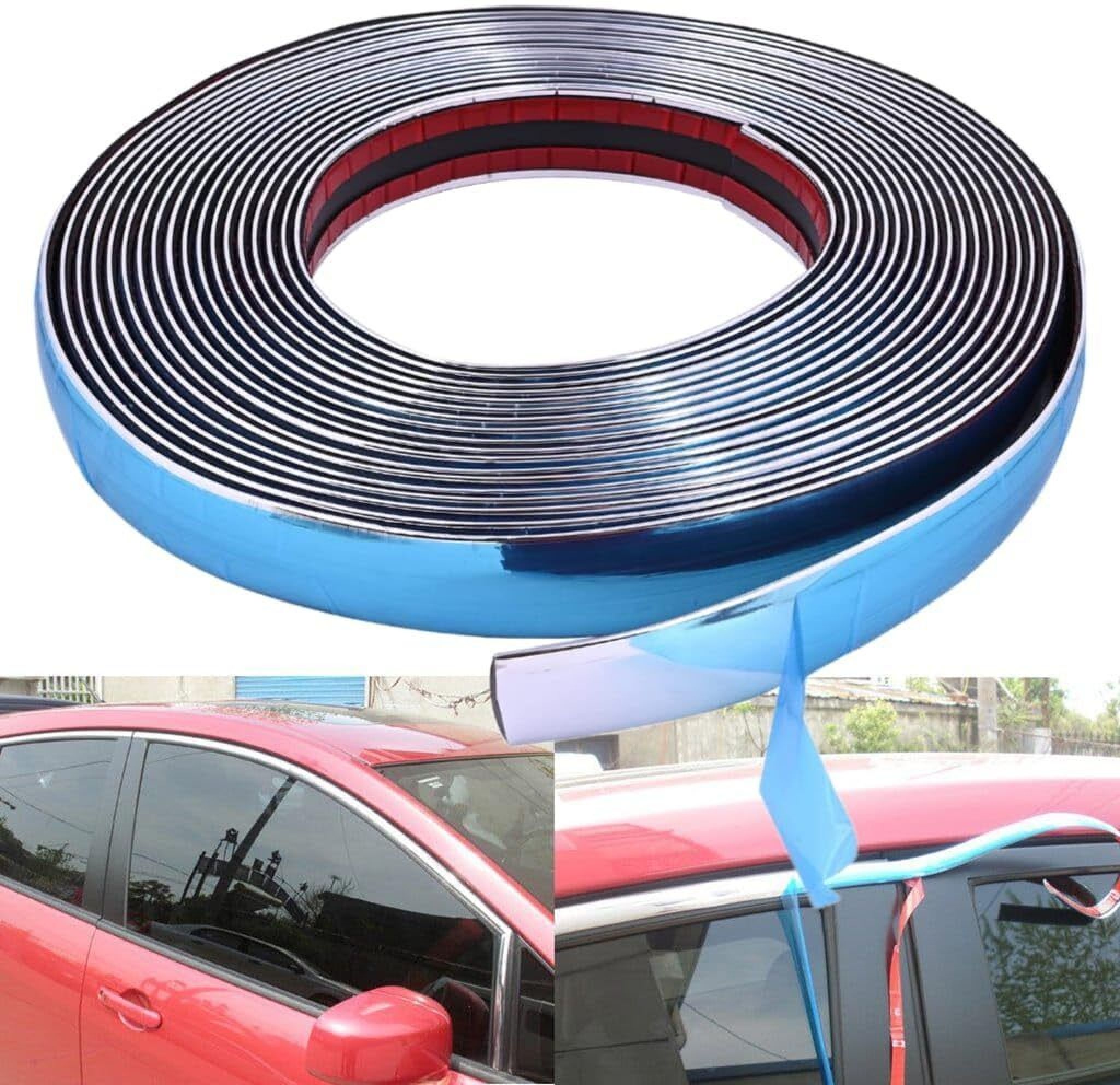 Chrome Beading Roll for All Cars (12MM-5Meter) Car Beading Roll For Bumper, Door, Grill and Garnish Cover, Hood, Window, Window Sill, Bonnet, Boot Lid, Trunk-image-43