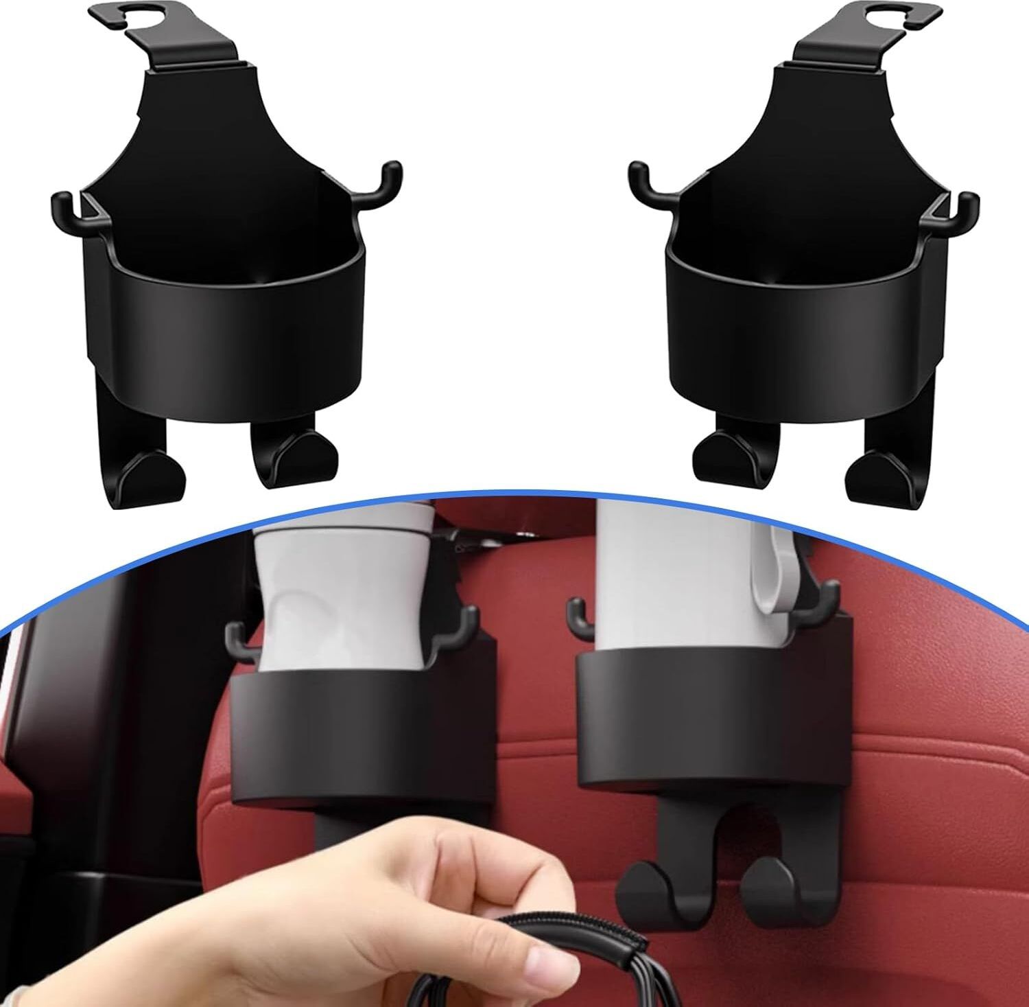 MIRVAN 3 IN 1 Back Seat Cup Holder with Hooks Car Bottle Holder-image-33
