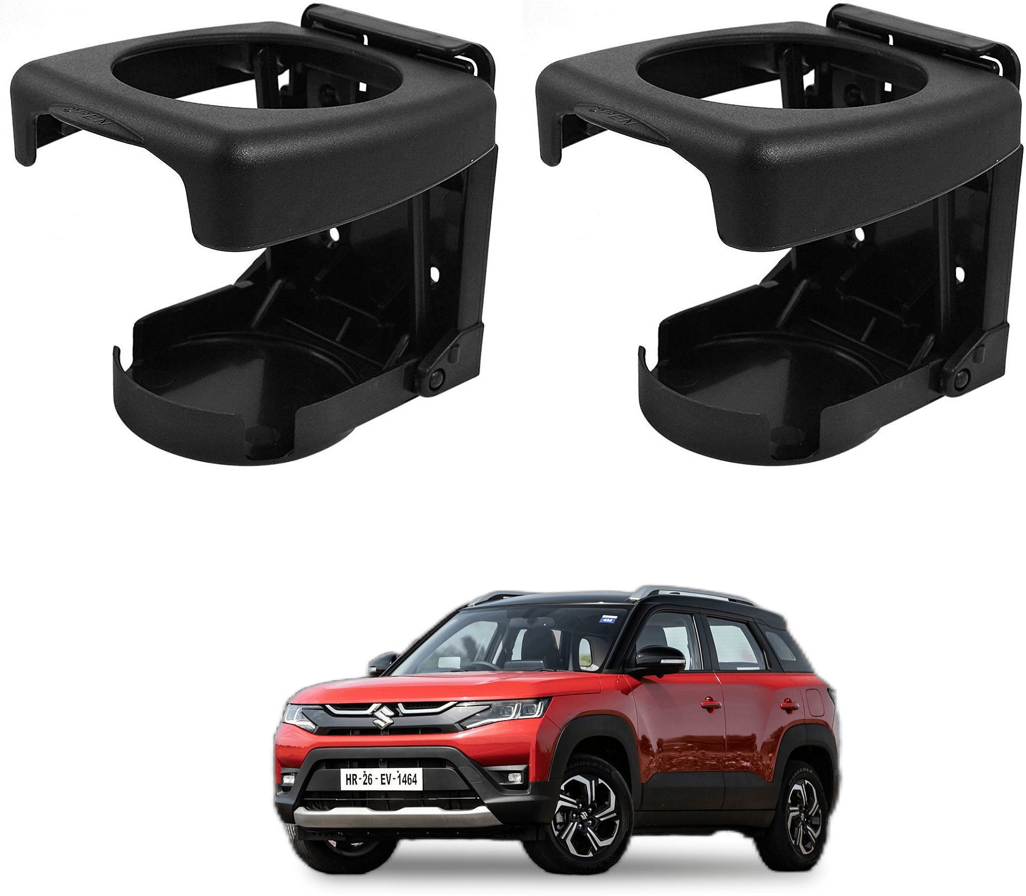 Car Foldable Black Drink Holder Cup Holder For MARUTI BREZZA (2022-PRESENT) Car Bottle Holder