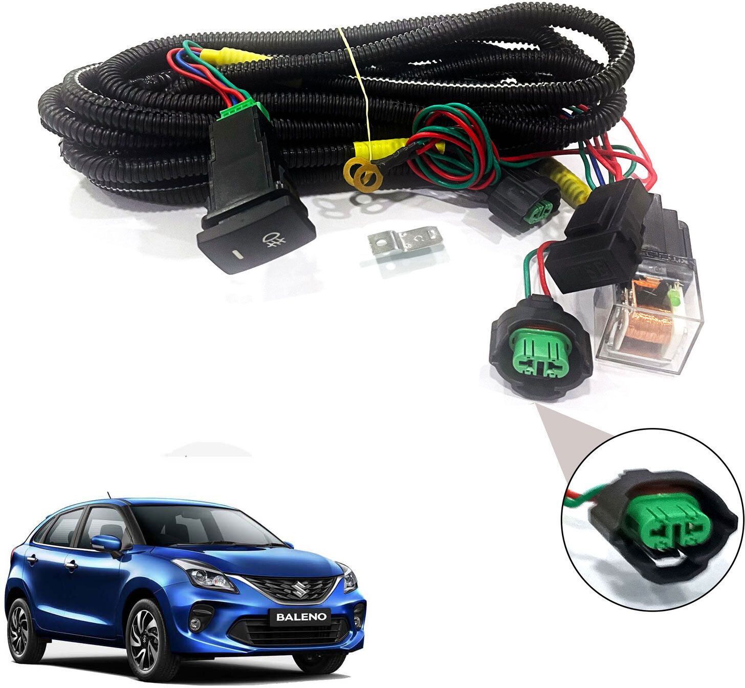 Wire kit with socket, relay, & switch for Baleno 2022 Car Bulb Holder-image-3