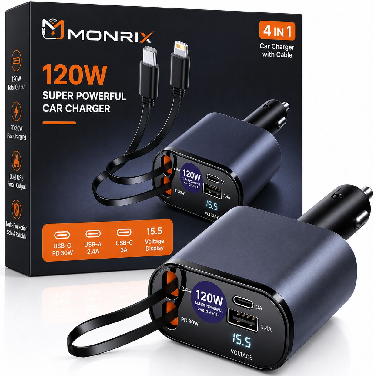 120 W Qualcomm Certified Turbo Car Charger-image-17