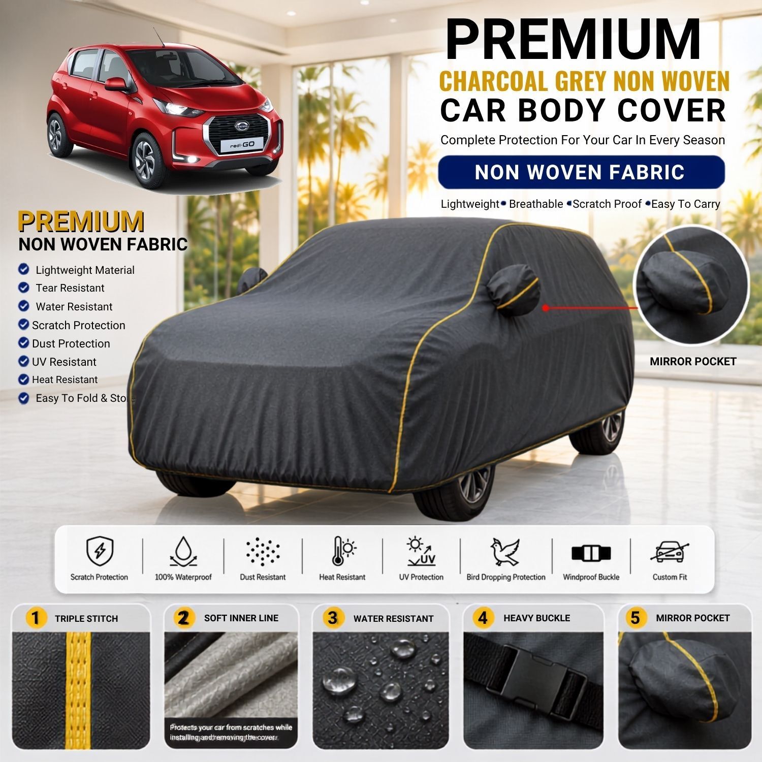 Nissan Datsun Datsun Redi Go Non Woven Car Cover Datsun Datsun Redi Go Car Cover, Datsun Datsun Redi Go Body Cover, Datsun Redi Go Waterproof Car Cover, Datsun Redi Go Dustproof Car Cover, Datsun Redi Go UV Protection Cover, Datsun Redi Go Custom Fit Cover, Datsun Redi Go Mirror Pocket Cover, Datsun Redi Go All Weather Cover, Datsun Redi Go Full Body Cover, Datsun Redi Go Car Cover Body Cover-image-32