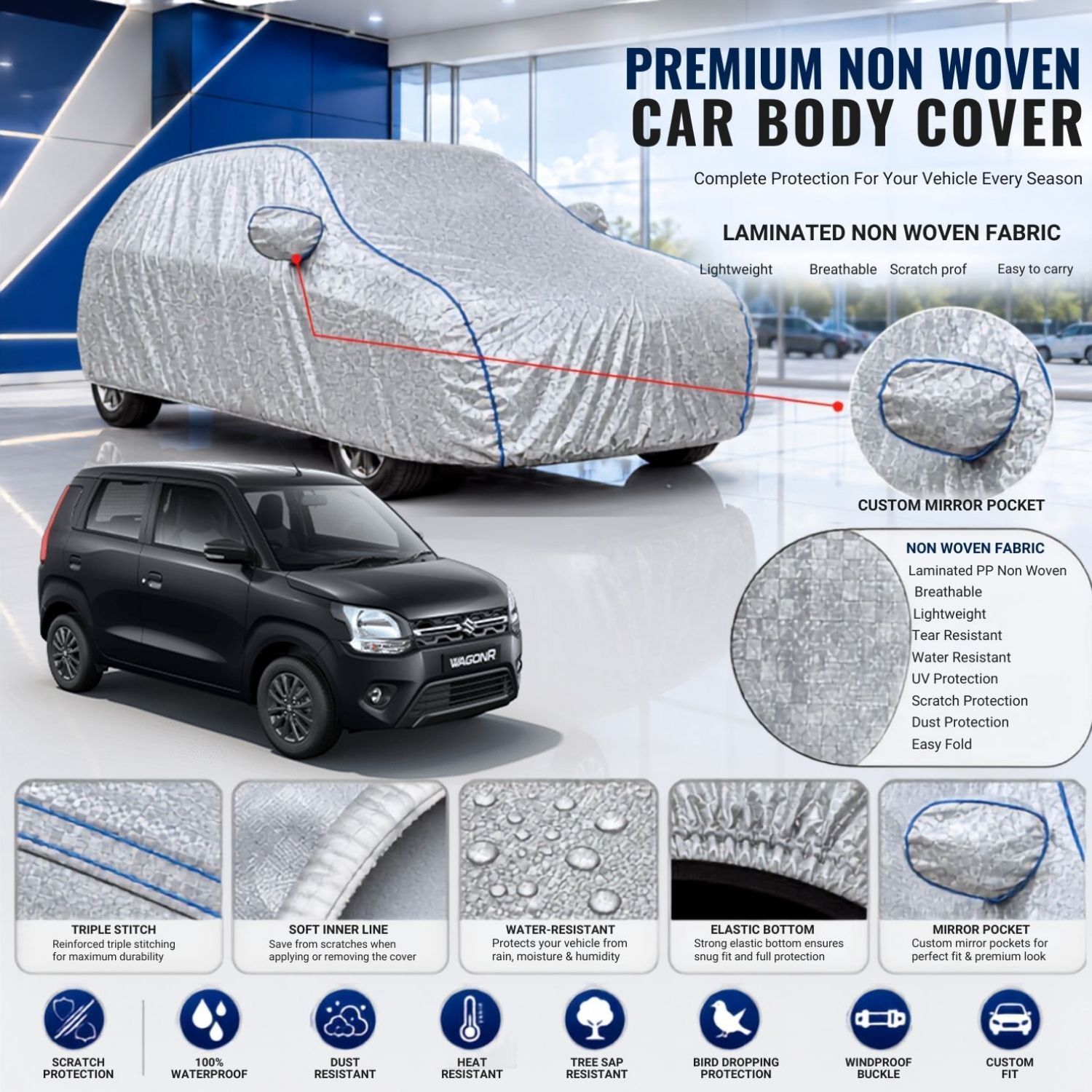Maruti Suzuki WagonR, Wagon R LXI, Wagon R VXI Body Cover-image-23