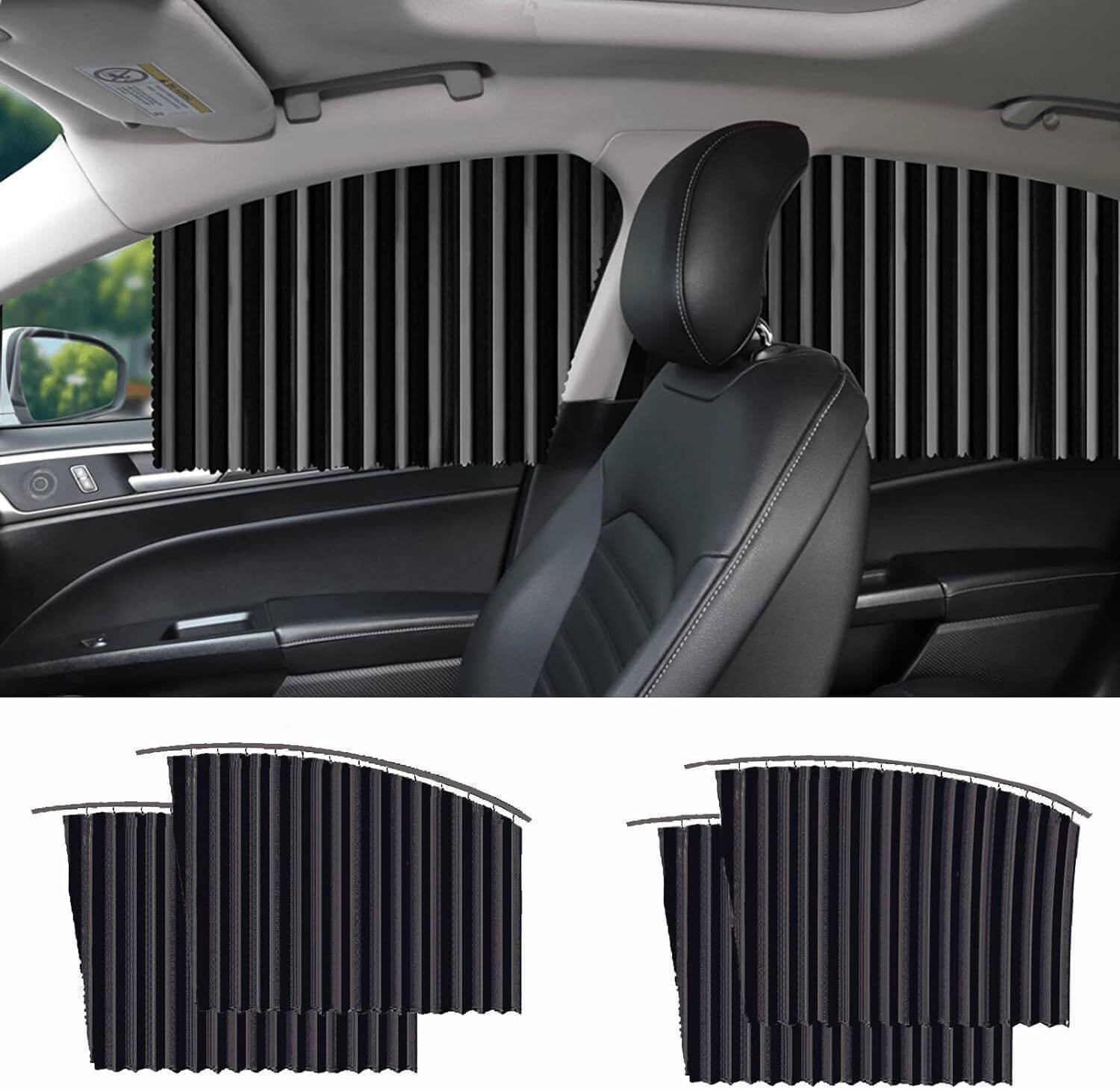 4PCS Universal Fit Magnetic Car Side Window Sunshade Curtains Removable Car Curtain
