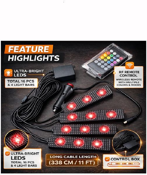 xzrtz 4 in 1 Car Interior LED Atmosphere Star Light RGB Music Lamp Remote X123 Car Dash Indicator Lamp-picture-11