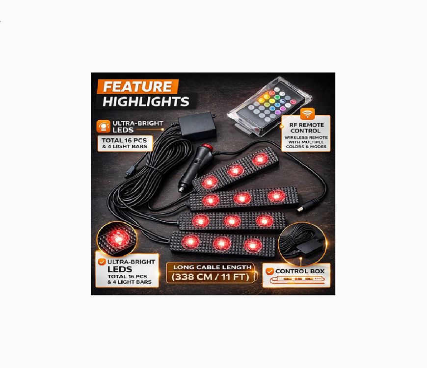 4 in 1 Car Interior LED Atmosphere Star Light RGB Music Lamp Remote X191 Car Dash Indicator Lamp-image-29