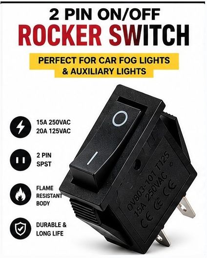 AC 15A 250V 20A 125V 2 Pin ON OFF Rocker Switch Black Pack 1 X232 1 Car Dash Switch Panel-image-35