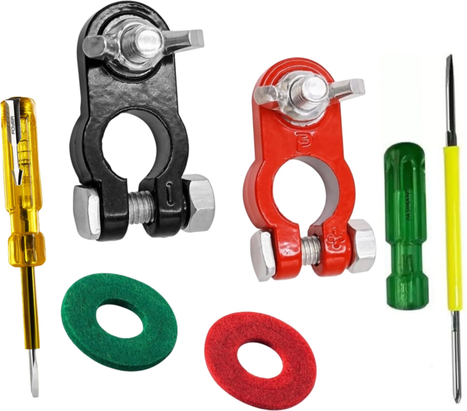 toolbux Battery Terminal Connector Set Heavy Duty Quick Release Car Clamp Pair 1 Car Dash Switch Panel-picture-27