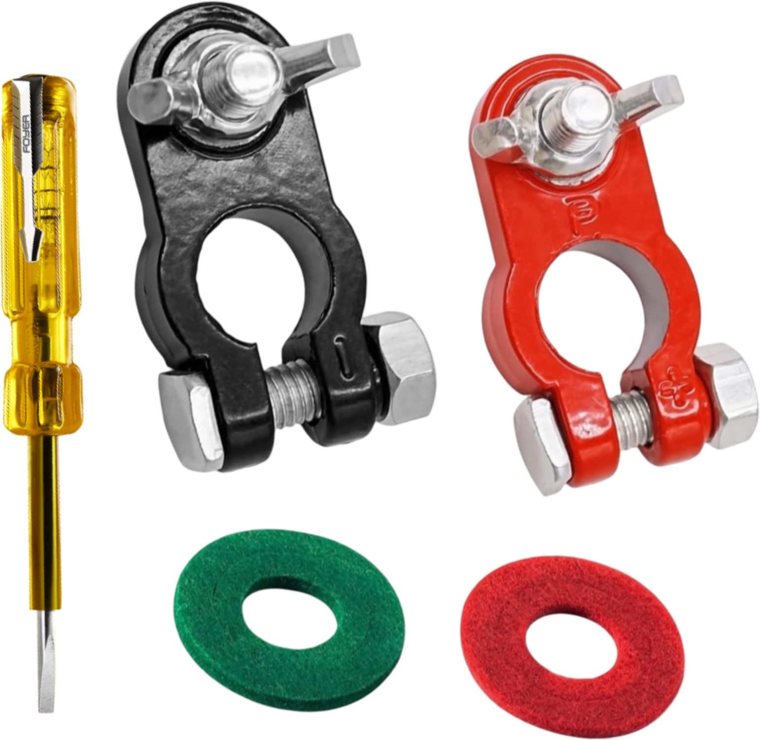 toolbux Heavy Duty Car Battery Terminal Connectors Quick Release Clamp Set 2Pcs 1 Car Dash Switch Panel-picture-32