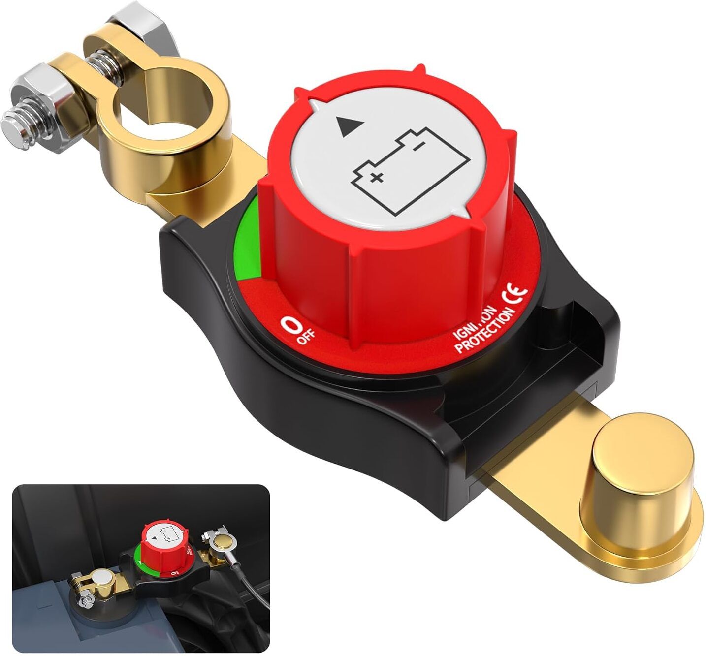toolbux Battery Cut Off Switch 12-48V Top Post Pure Copper Disconnect for Car RV 1 Car Dash Switch Panel-picture-9