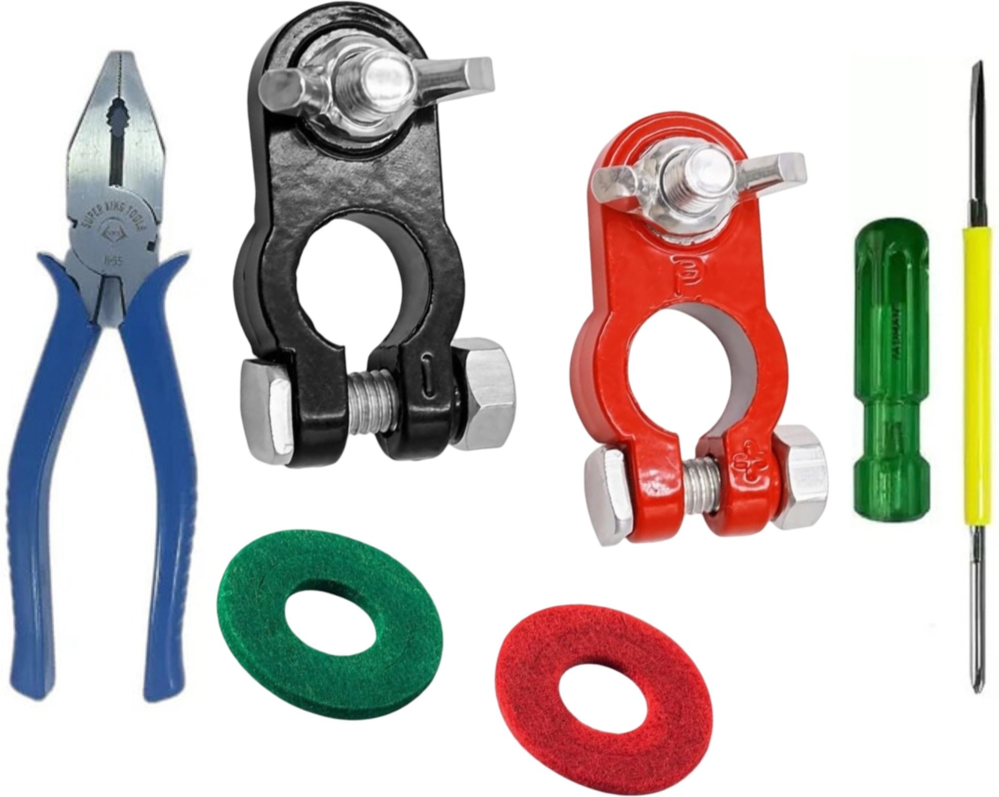 toolbux Positive Negative Battery Terminal Connectors Heavy Duty Clamp Set 2Pcs 1 Car Dash Switch Panel-picture-33