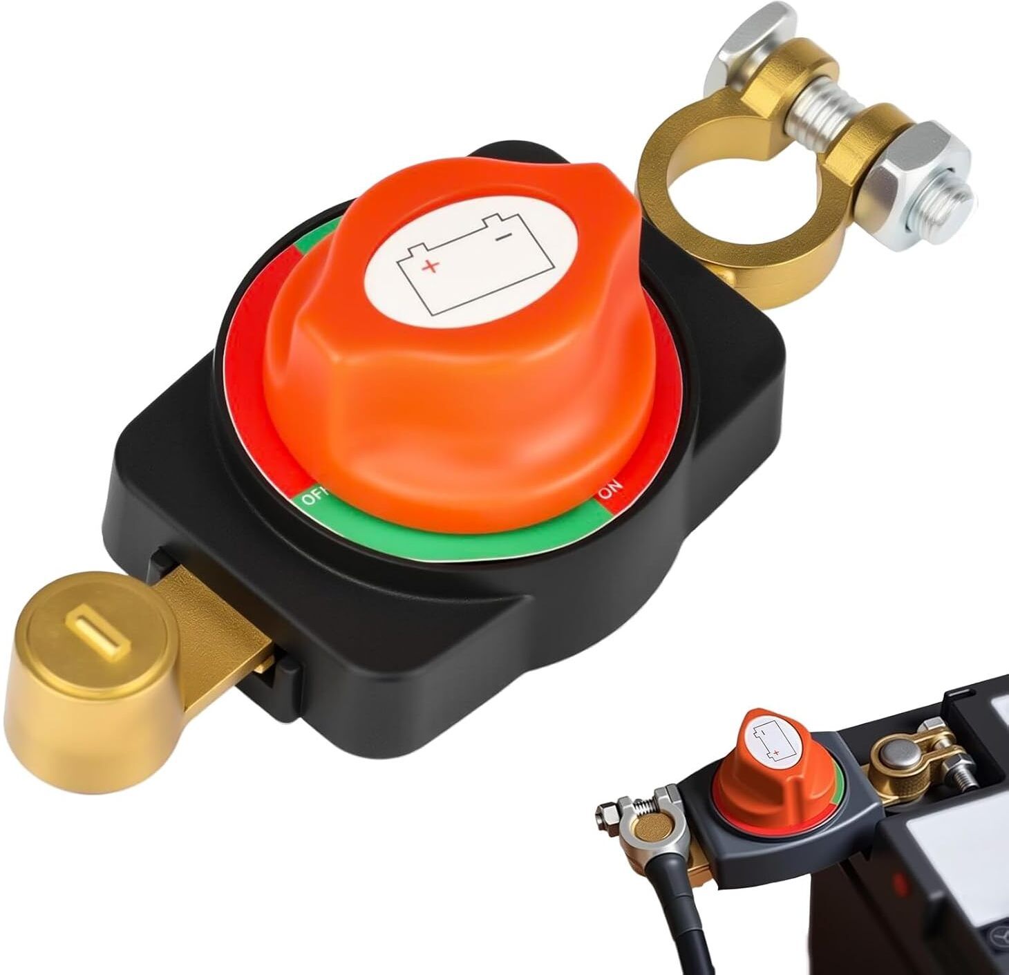 toolbux Top Post Battery Disconnect Switch 12-48V Pure Copper Cut Off for Vehicles 1 Car Dash Switch Panel-picture-48