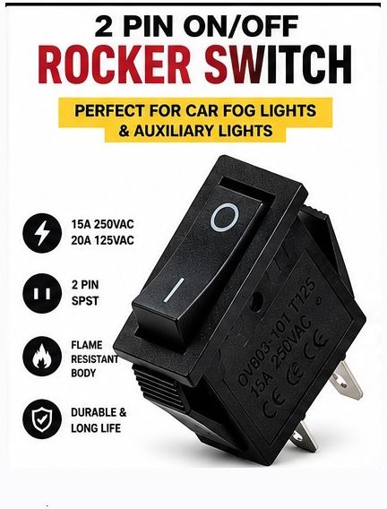 AC 15A 250V 20A 125V 2 Pin ON OFF Rocker Switch Black Pack 1 X466 1 Car Dash Switch Panel-image-47