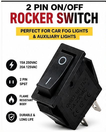 AC 15A 250V 20A 125V 2 Pin ON OFF Rocker Switch Black Pack 1 X373 1 Car Dash Switch Panel-image-20