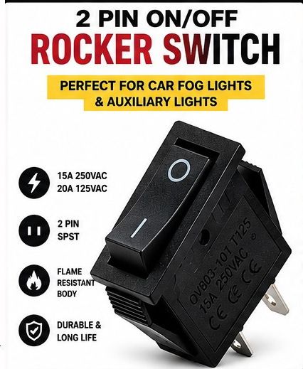 AC 15A 250V 20A 125V 2 Pin ON OFF Rocker Switch Black Pack 1 X5 1 Car Dash Switch Panel-image-42