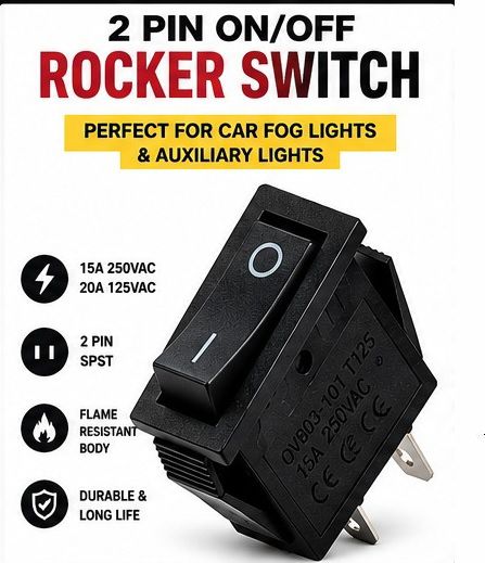 AC 15A 250V 20A 125V 2 Pin ON OFF Rocker Switch Black Pack 1 X277 1 Car Dash Switch Panel-image-49