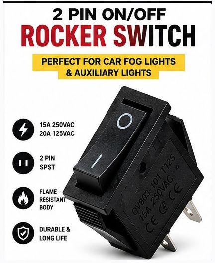 AC 15A 250V 20A 125V 2 Pin ON OFF Rocker Switch Black Pack 1 X424 1 Car Dash Switch Panel-image-19