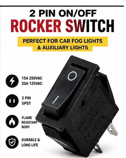 AC 15A 250V 20A 125V 2 Pin ON OFF Rocker Switch Black Pack 1 X483 1 Car Dash Switch Panel-image-24