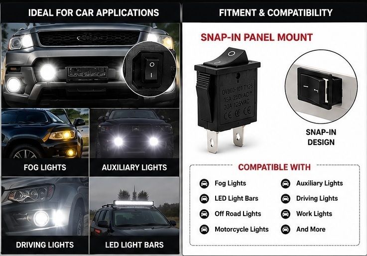 AC 15A 250V 20A 125V 2 Pin ON OFF Rocker Switch Black Pack 1 X32 1 Car Dash Switch Panel-image-27