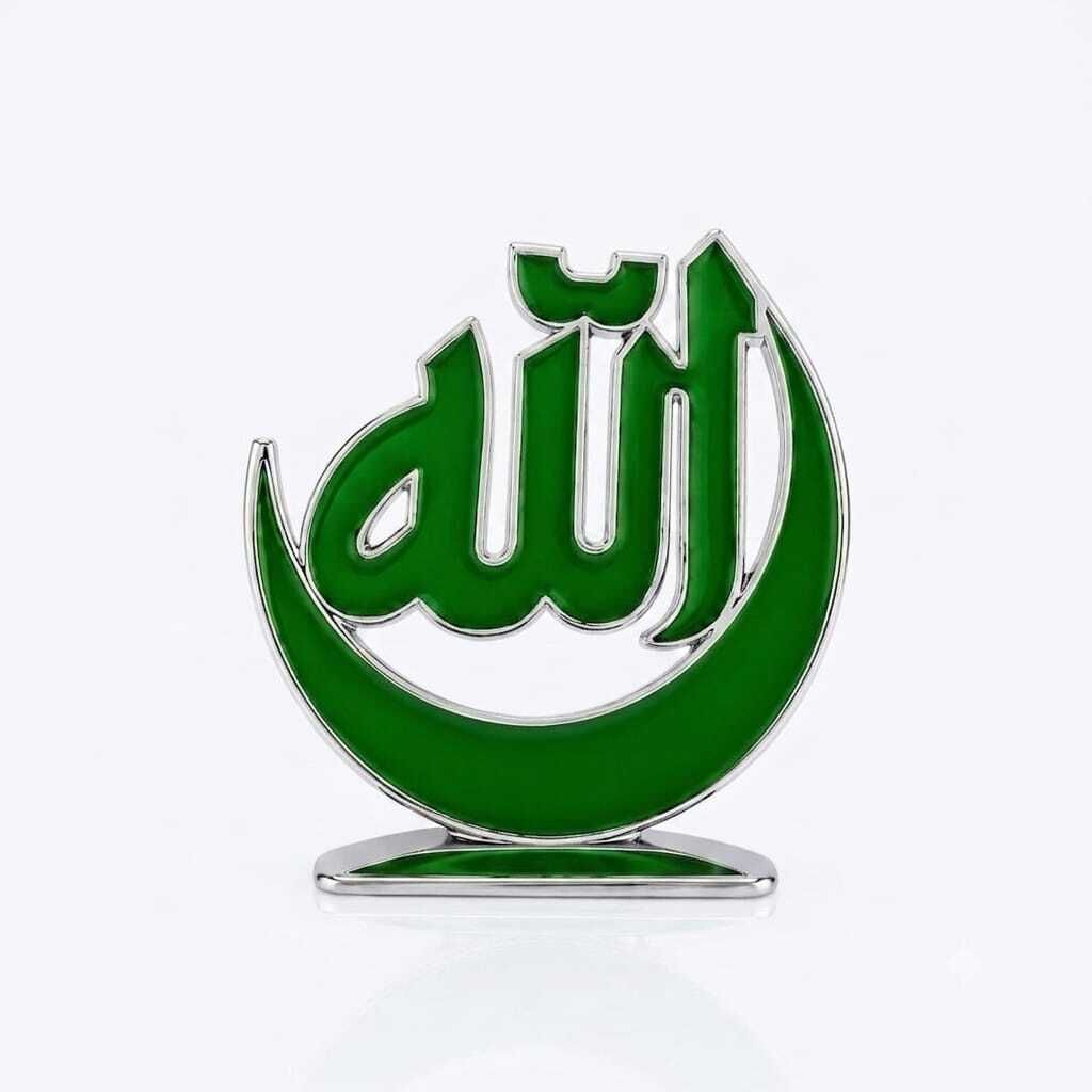 Green & Silver Allah Car Dashboard Idol | Islamic Decorative Showpiece for Car Car Dashboard Cover-image-23