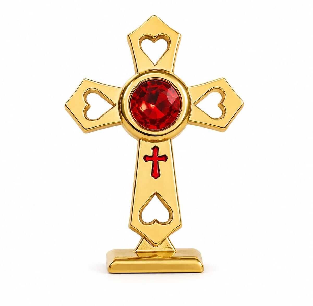 mrt Golden Cross Car Dashboard Idol Red Crystal Decorative Religious Car Ornament Car Dashboard Cover-picture-21