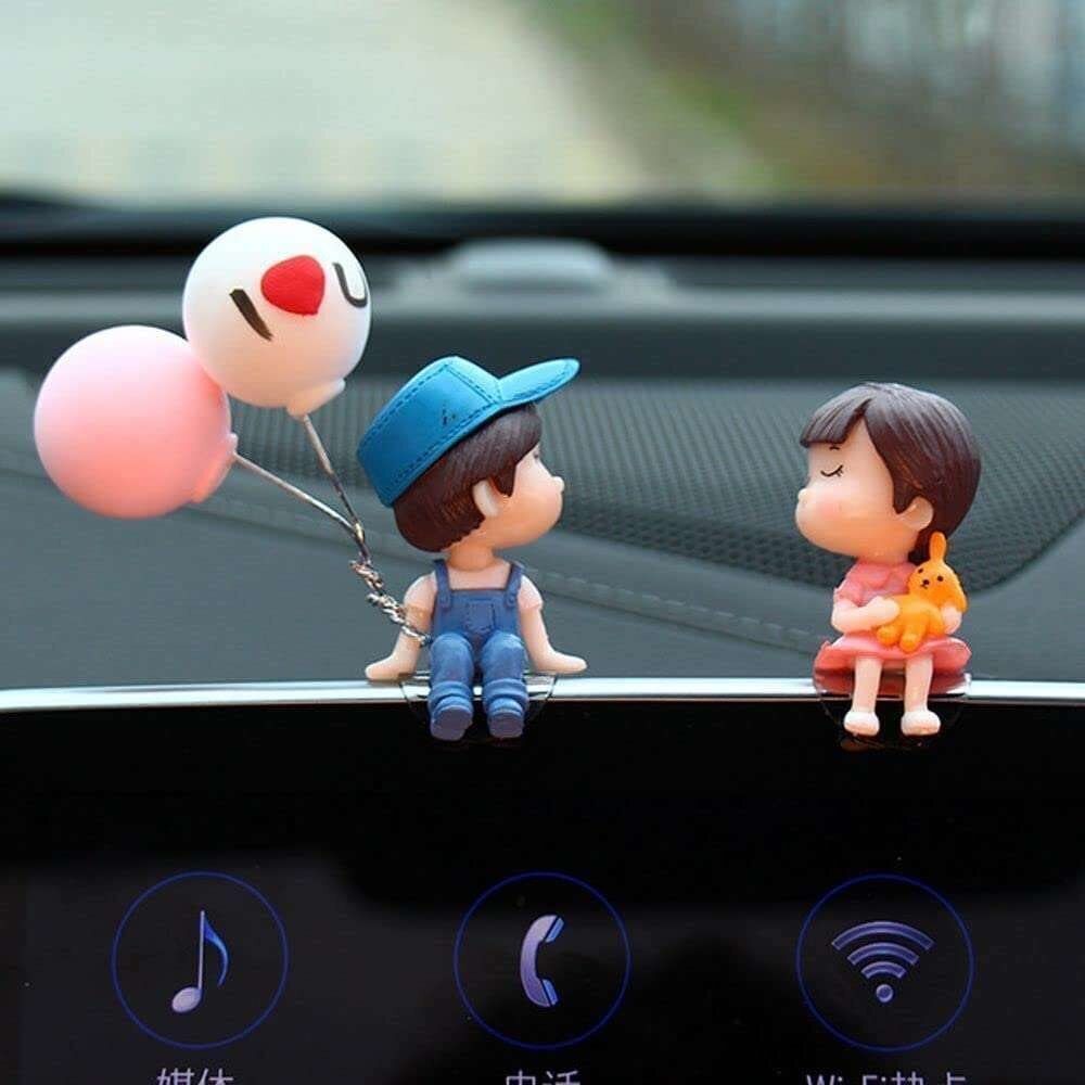 Car Dashboard Accessories Cute Cartoon Couples Action Figure Figurines Balloon Ornament Car Dashboard Toys Car Dashboard Cover