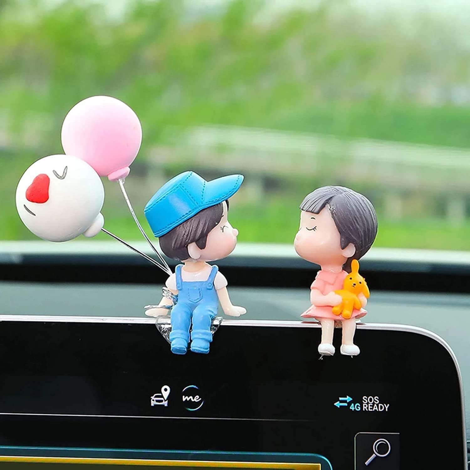 Car Dashboard Accessories Cute Cartoon Couples Action Figure Figurines Balloon Ornament Car Dashboard Toys Car Dashboard Cover
