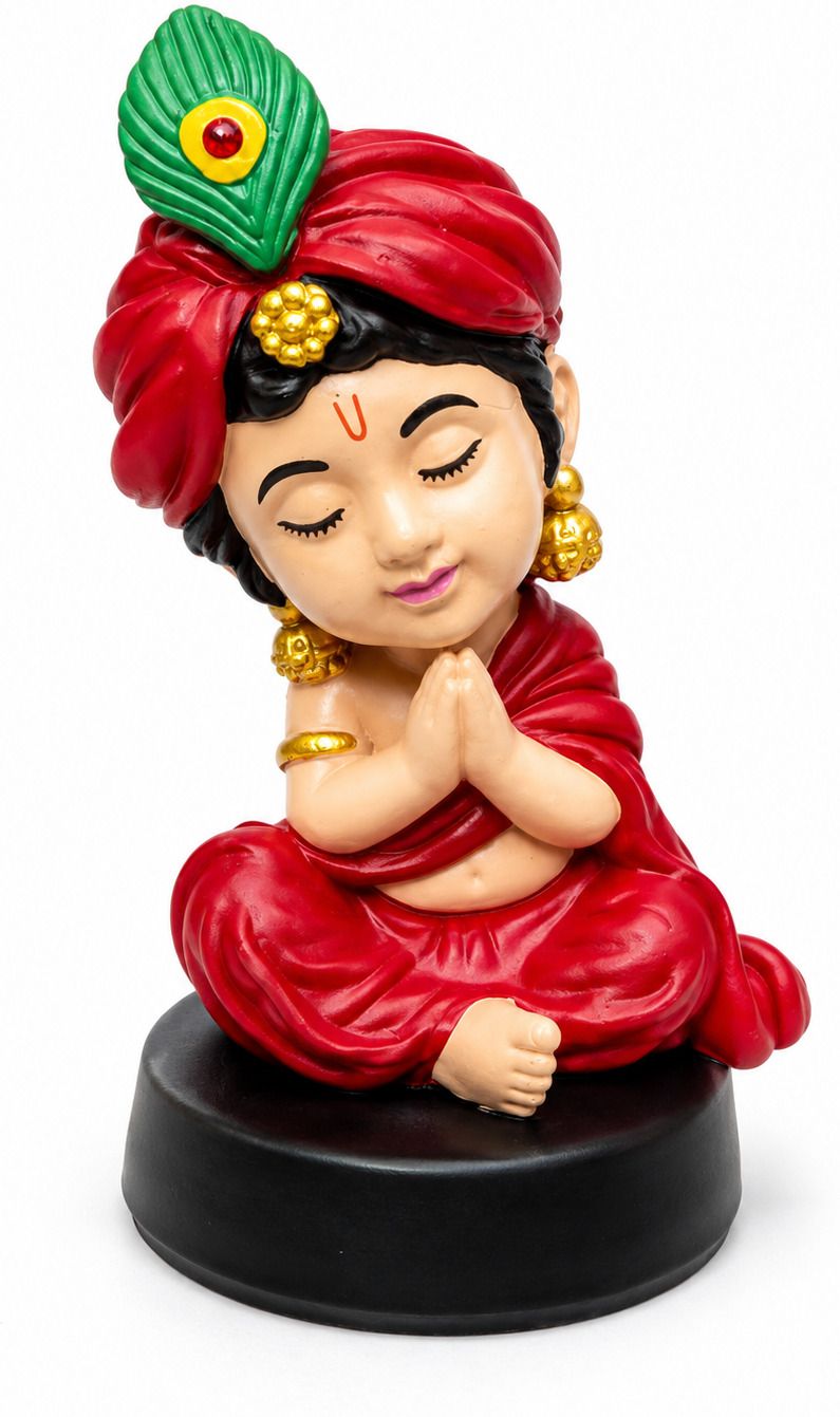 hrp creations Bal Krishna Idol for Car Dashboard, Home & Office Decor (Pink, Orange, Red) Religious Decorative Idol Car Dashboard Cover-picture-21