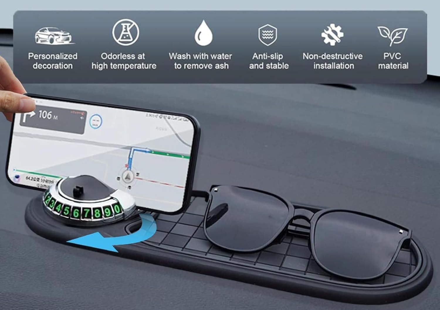 chromoto Rotatable Multifunction Car Anti-Slip Mat Rotatable Multifunction Car Anti-Slip Mat Car Dashboard Cover-picture-28