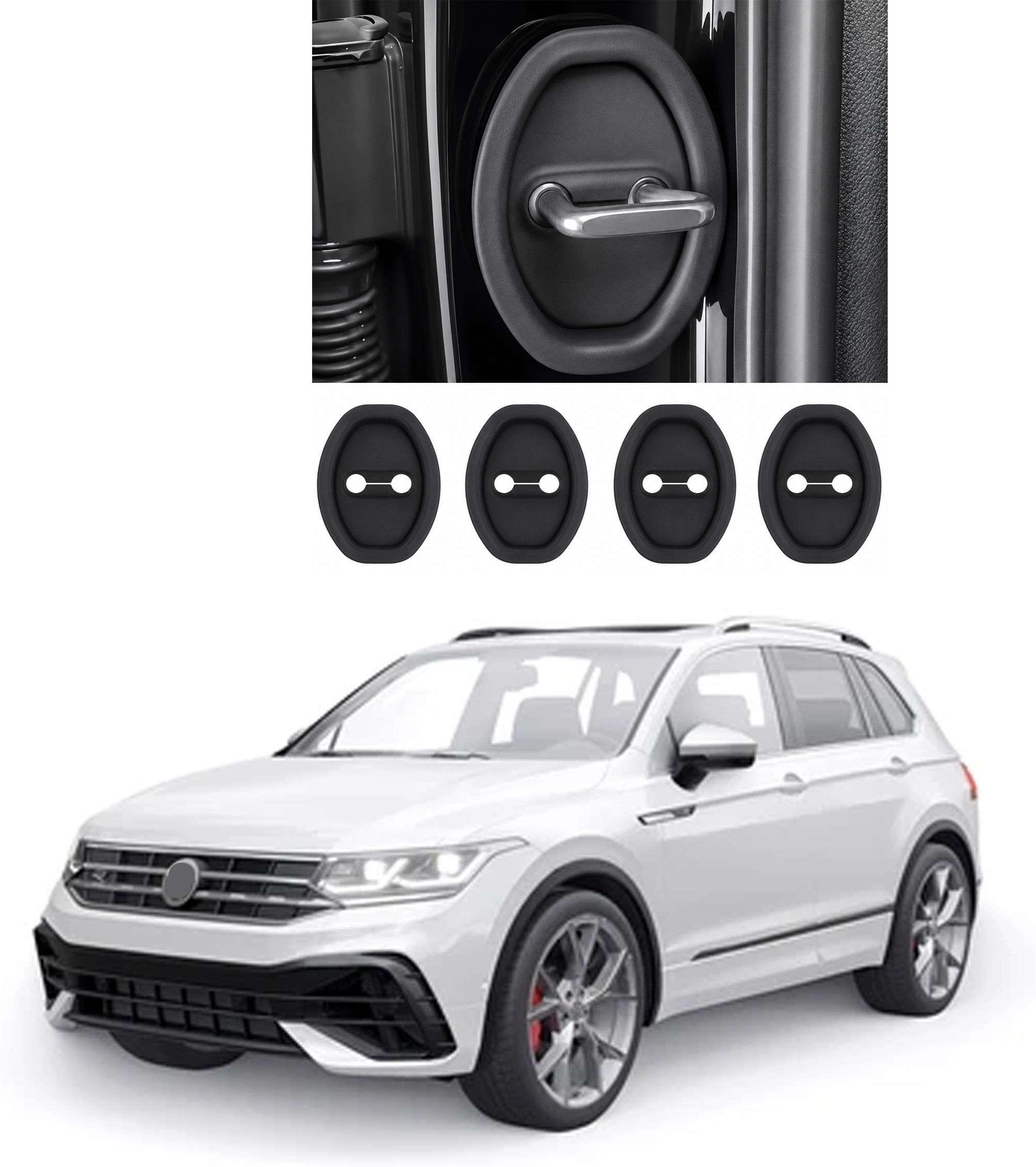 Car Door Lock Cover Silicone Door Lock Buckle Protector For Volkswagen Tiguan Car Door Lock Actuator-image-21